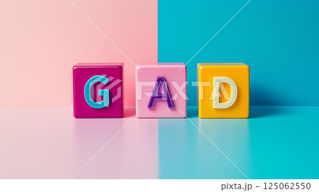 全般性不安障害GADを表すカラフルなブロック | ビビッドカラー 125062550