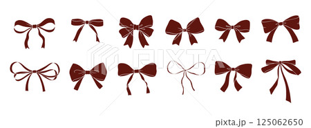 Coquette bow silhouette set, vector glyph illustration isolated on white 125062650