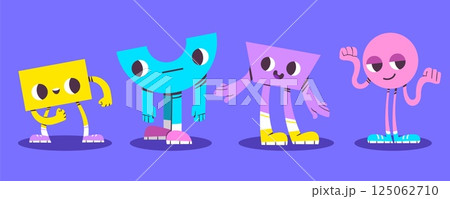 Geometric doodle cute character illustrations 125062710