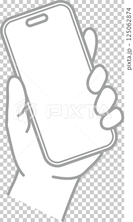 操作智慧型手機的手_單色_用左手斜握智慧型手機 125062874