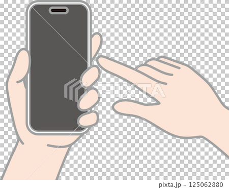 操作智慧型手機的手_顏色_垂直握住智慧型手機並用右手操作 125062880
