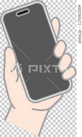 Hands operating a smartphone_Color_Holding a smartphone diagonally with the left hand 125062884