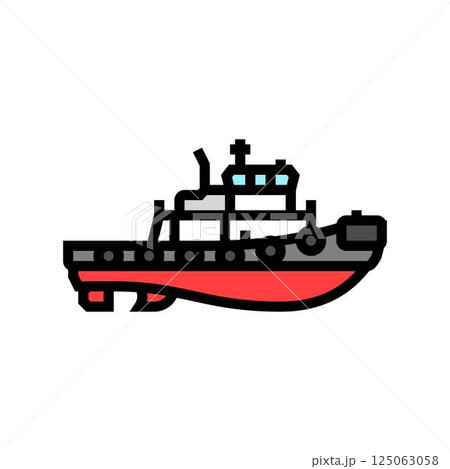 tugboat ship color icon vector illustration tugboat ship color icon vector illustration 125063058