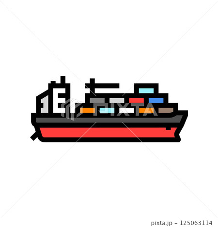 container ship color icon vector illustration container ship color icon vector illustration 125063114