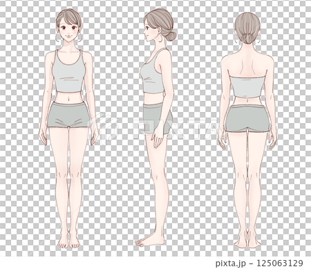 女人全身插圖集[正面，側面，背面] 125063129