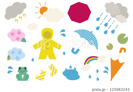 やさしくてかわいい雨の日素材コレクション やさしくてかわいい雨の日素材コレクション 125063243