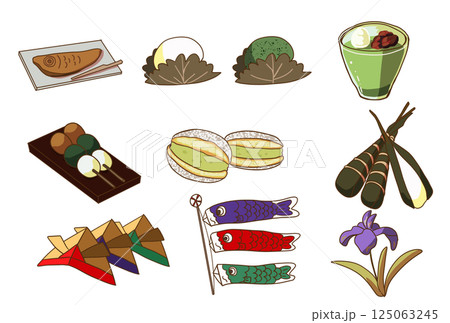 シンプルでかわいいこどもの日素材セット シンプルでかわいいこどもの日素材セット 125063245