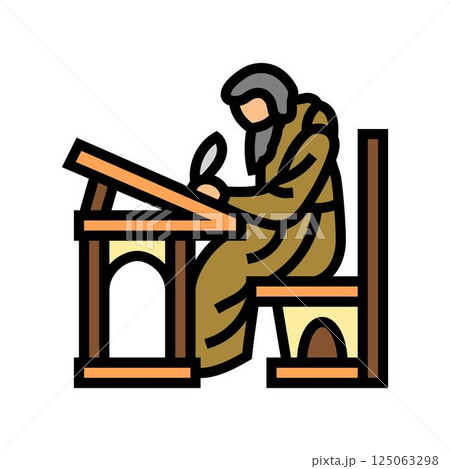 monk scribe byzantine color icon vector illustration monk scribe byzantine color icon vector illustration 125063298