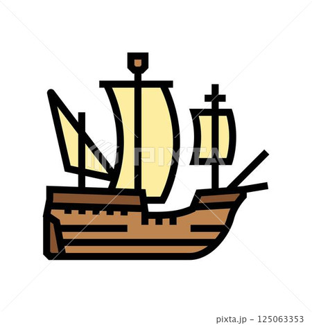 carrack ancient ship color icon vector illustration 125063353