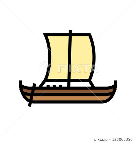 knarr ancient ship color icon vector illustration 125063356