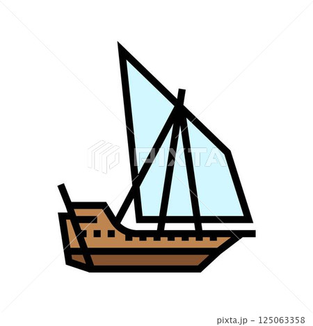 dhow ancient ship color icon vector illustration 125063358