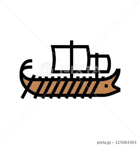 trireme ancient ship color icon vector illustration trireme ancient ship color icon vector illustration 125063363