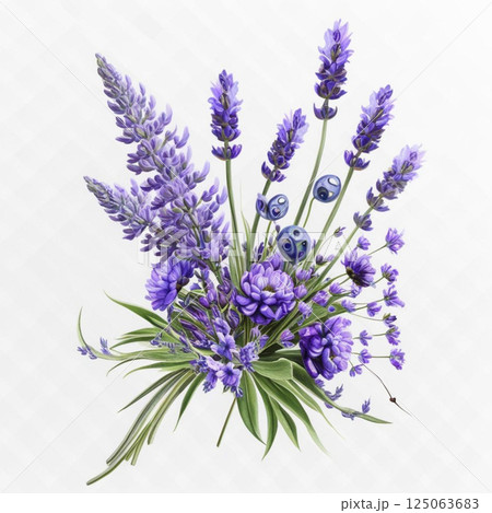 Watercolor lavender bouquet, Provence flowers  125063683