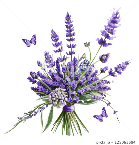 Watercolor lavender bouquet, Provence flowers Watercolor lavender bouquet, Provence flowers 125063684