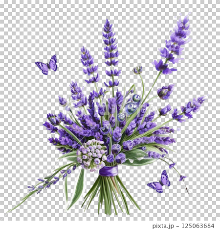 Watercolor lavender bouquet, Provence flowers Watercolor lavender bouquet, Provence flowers 125063684