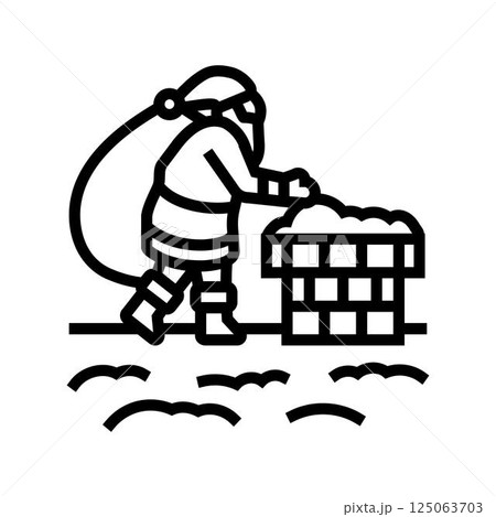 santa claus on a rooftop line icon vector illustration santa claus on a rooftop line icon vector illustration 125063703