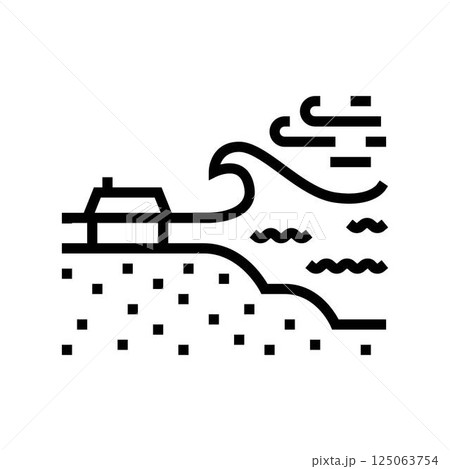 storm surge flooding hurricane disaster line icon vector illustration storm surge flooding hurricane disaster line icon vector illustration 125063754
