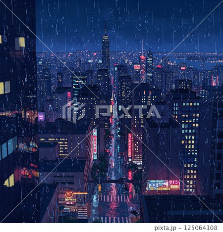 雨夜の交差点 125064108