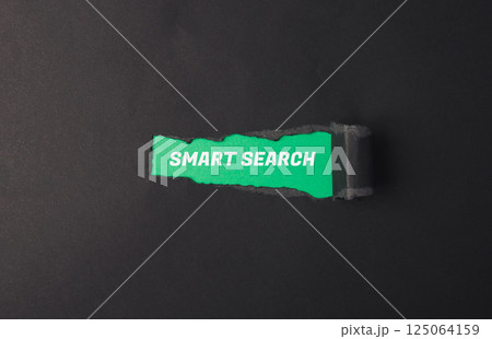 Green sign that says smart search is cut out of a black background Green sign that says smart search is cut out of a black background 125064159