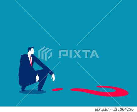 Sitting and facing a huge question mark, thinking of solutions to problems Sitting and facing a huge question mark, thinking of solutions to problems 125064250