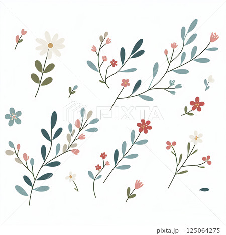 かわいい野花のイラスト 125064275