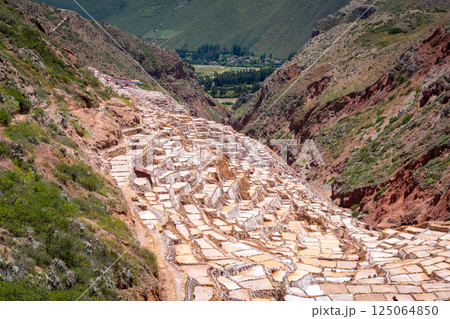 Salt terraces at Salinas de Maras in the Sacred Valley, Peru Salt terraces at Salinas de Maras in the Sacred Valley, Peru 125064850