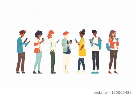 Group of people are standing in a line 125065483