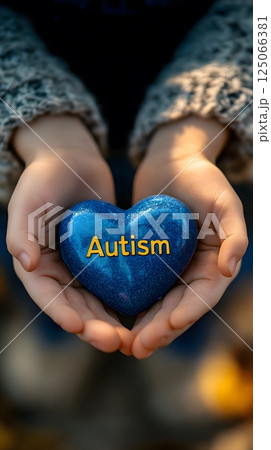 World Autism Awareness Day, blue heart World Autism Awareness Day, blue heart 125066381