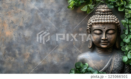 horizontal banner with Buddha, Vesak, blank space for text 125066501