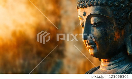 horizontal banner with Buddha, Vesak, blank space for text 125066502