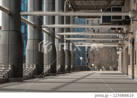 Architecture interior view of St James' Park stadium. 125066619