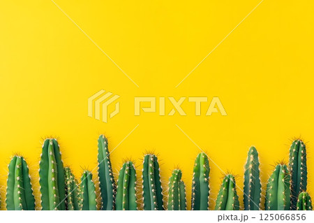 Horizontal banner with cacti and blank space 125066856