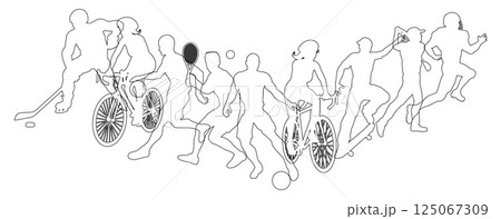 Sports Active Fitness Sport Silhouette People Set 125067309