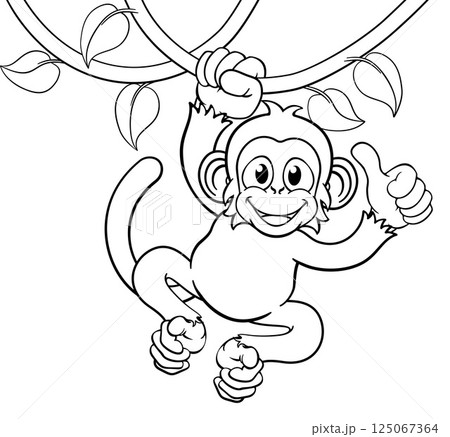 Monkey Singing On Jungle Vines Thumbs Up Cartoon Monkey Singing On Jungle Vines Thumbs Up Cartoon 125067364