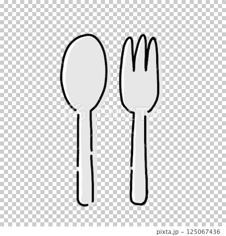湯匙和叉子簡單餐具插畫 湯匙和叉子簡單餐具插畫 125067436