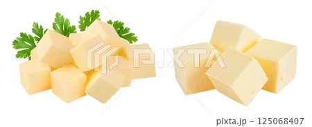 butter cube isolated on white background with full depth of field butter cube isolated on white background with full depth of field 125068407