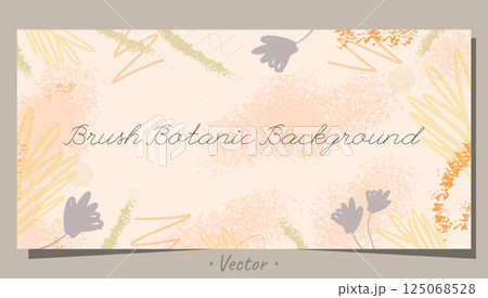Brush botanic flowers organic aesthetic abstract texture modern banner background. 125068528