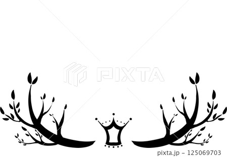 黒いシンプルな木と王冠のフレーム 125069703