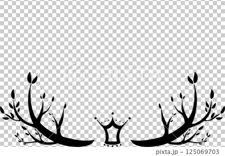 黒いシンプルな木と王冠のフレーム 125069703