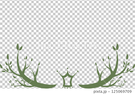 Green simple tree and crown frame 125069709