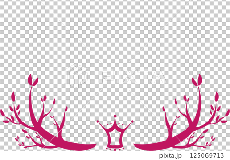 簡單的深粉色樹和皇冠框架 125069713