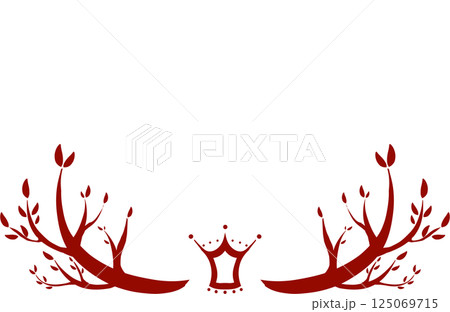 赤いシンプルな木と王冠のフレーム 125069715