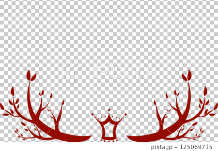 赤いシンプルな木と王冠のフレーム 125069715