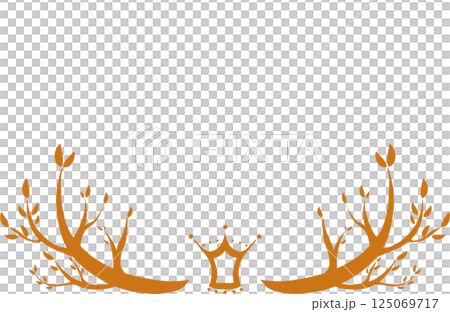 Orange simple tree and crown frame Orange simple tree and crown frame 125069717