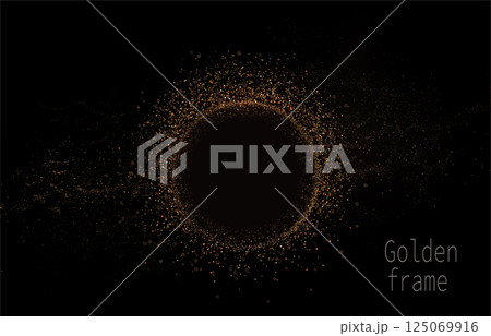 Round isolated frame with gold glitter tinsel, design element Round isolated frame with gold glitter tinsel, design element 125069916