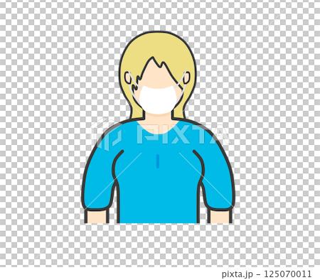 戴面具的白人婦女_藍色衣服 125070011