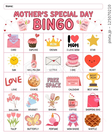 Mother's Day bingo game for kids with colorful printable cards, calling cards, and cute designed for preschool and classroom homeschool activity educational learning fun during springtime Mother's Day bingo game for kids with colorful printable cards, calling cards, and cute designed for preschool and classroom homeschool activity educational learning fun during springtime 125070210