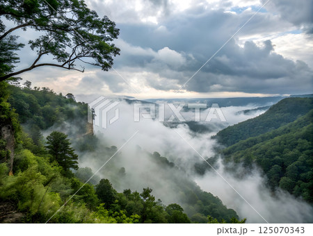 beautiful clouds over the mountain 125070343
