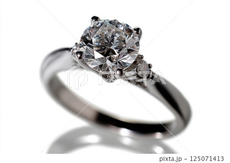 Luxury wedding ring with sparkling gemstone 125071413