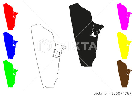 Alappuzha city (Republic of India, State of Kerala) map vector illustration, scribble sketch Alleppey map Alappuzha city (Republic of India, State of Kerala) map vector illustration, scribble sketch Alleppey map 125074767
